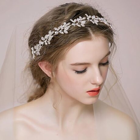 Olive leaf crystal hair wreath