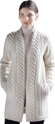 Aran edge to edge wool cardigan