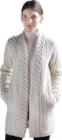 Aran edge to edge wool cardigan