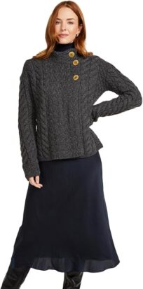 Asymmetrical Irish wool cardigan