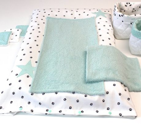 Baby changing set. Gorgeous Irish made gifts. Unique gift ideas for the baby shower, newborn baby, or Christening.