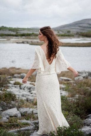 Celtic lace sleeved wedding dress. Irish Inspired Wedding Dresses