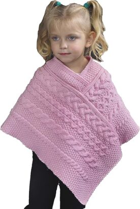 Childrens Aran wool poncho