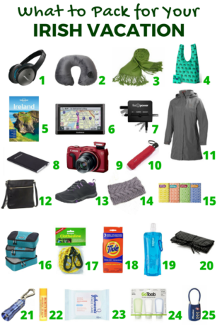 Wondering what to pack for your trip to Ireland? Pack these essential travel items for your vacation to Ireland.