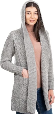 Hooded womens wool cardigan