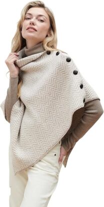 Irish merino herringbone poncho