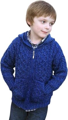 Irish merino hoorded zip sweater