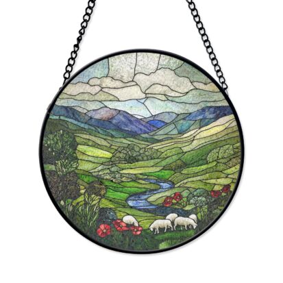 Irish hills stained glass suncatcher