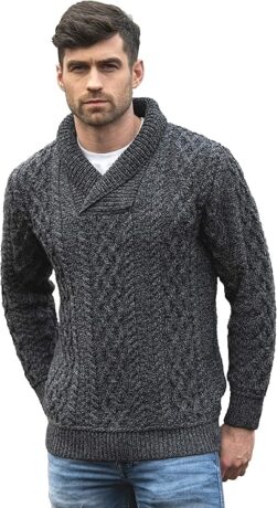 Irish wool mens shawl collar