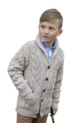 Kids Aran shawl neck cardigan