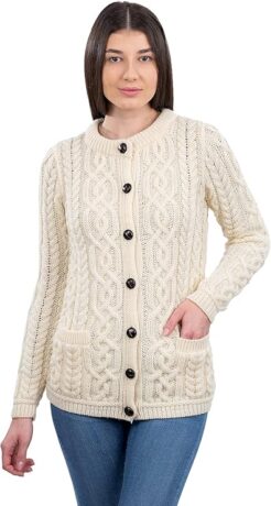 Ladies Irish button wool sweater