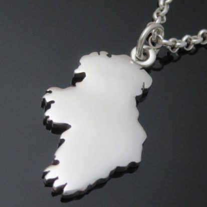 Silver map of Ireland necklace