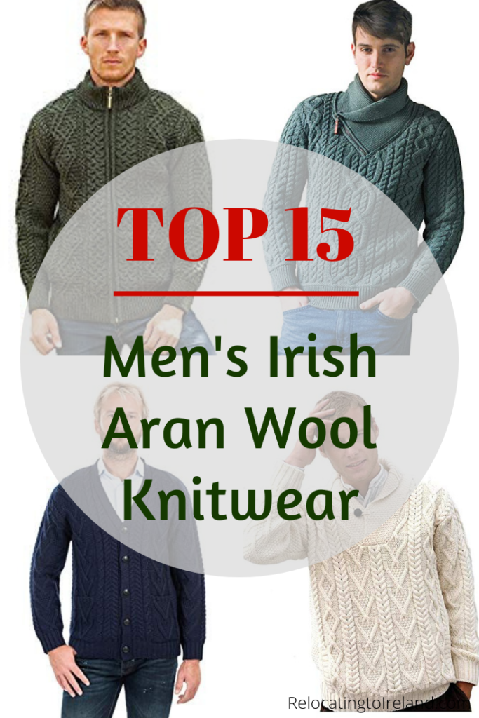 Mens Wool Sweater, 100% Pure Irish Wool, Made in Ireland, Blue