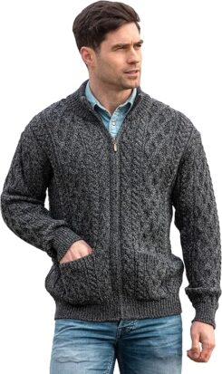 Mens wool zip cardigan