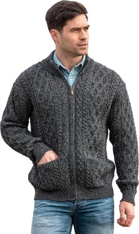 Mens wool zip cardigan
