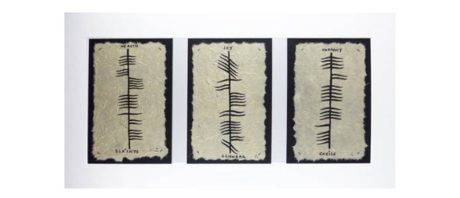 Ogham Artwork Three wishes in one frame. Beautiful Irish made Ogham inscribed gift ideas.