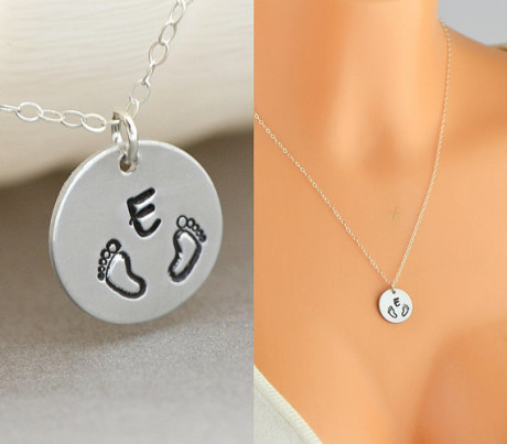 Personalised Baby Feet Necklace for new Mom. Gorgeous Irish made baby gifts. Unique gift ideas for the baby shower, newborn baby, or Christening.