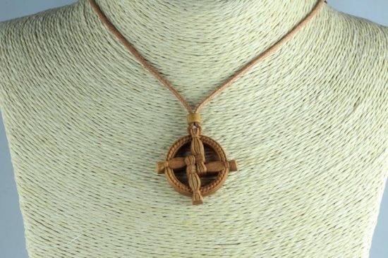 Wooden St Brigid Cross Necklace