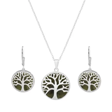 Tree of life Connemara marble pendant and earrings set