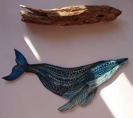 Whale clay wall hanging. Unique Handmade Irish Pottery and Ceramics